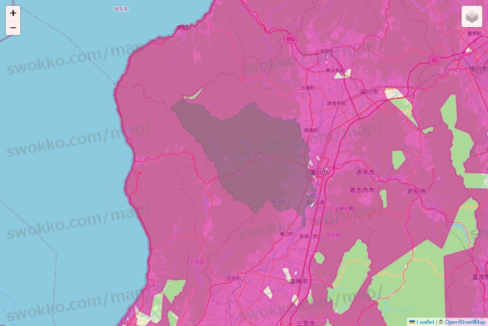 北海道のイオンネットスーパーのエリア地図