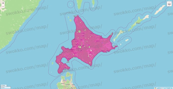 北海道のイオンネットスーパーのエリア地図