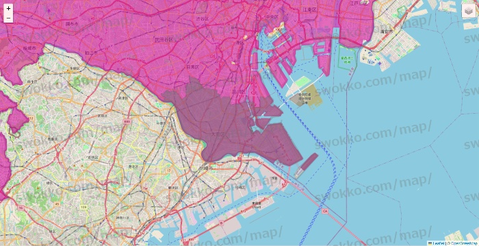 東京都のイオンネットスーパーのエリア地図