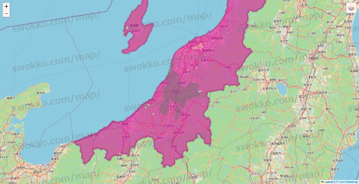 新潟県のイオンネットスーパーのエリア地図