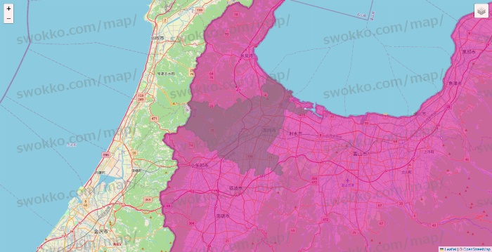 富山県のイオンネットスーパーのエリア地図