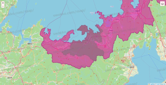 福井県のイオンネットスーパーのエリア地図