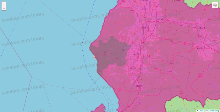 福井県のイオンネットスーパーのエリア地図