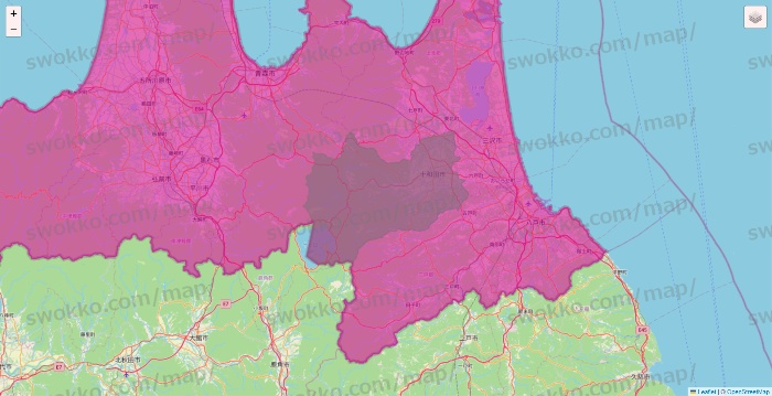青森県のイオンネットスーパーのエリア地図