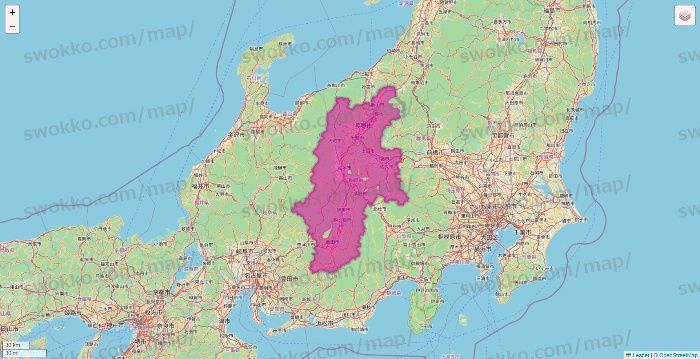 長野県のイオンネットスーパーのエリア地図