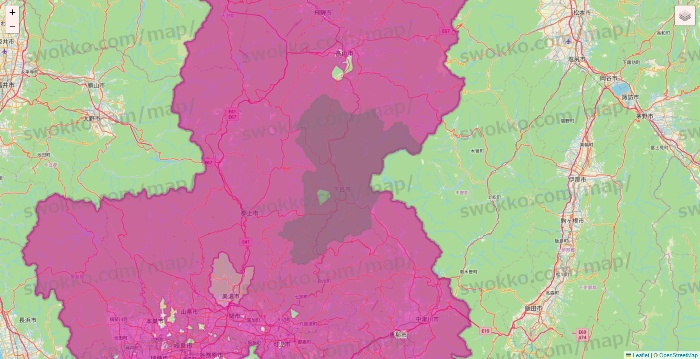 岐阜県のイオンネットスーパーのエリア地図