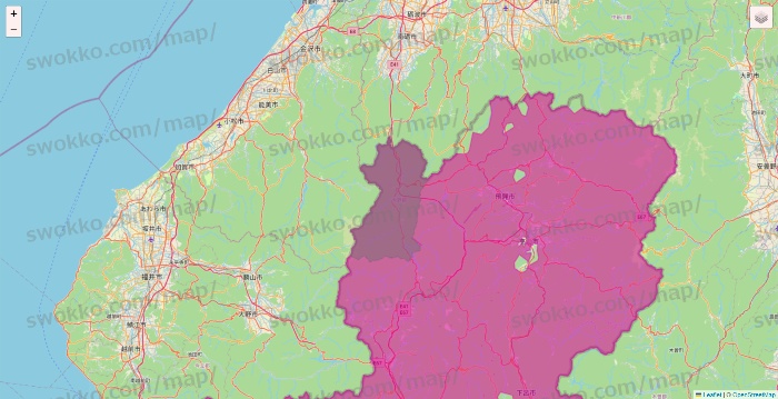 岐阜県のイオンネットスーパーのエリア地図