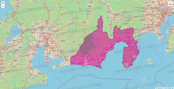 静岡県のイオンネットスーパーのエリア地図