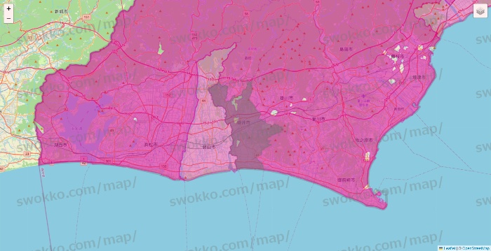 静岡県のイオンネットスーパーのエリア地図