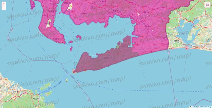 愛知県のイオンネットスーパーのエリア地図