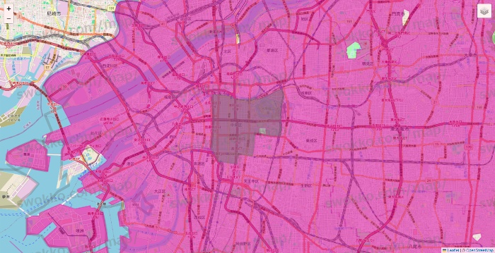 大阪府のイオンネットスーパーのエリア地図