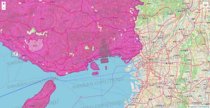 兵庫県のイオンネットスーパーのエリア地図