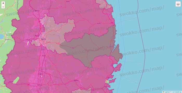 岩手県のイオンネットスーパーのエリア地図