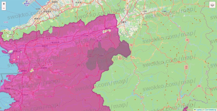 和歌山県のイオンネットスーパーのエリア地図
