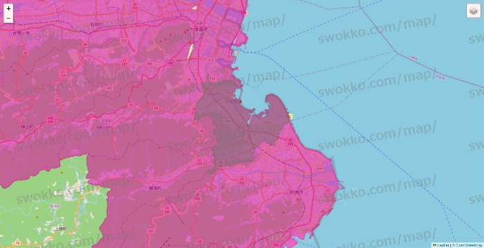 徳島県のイオンネットスーパーのエリア地図