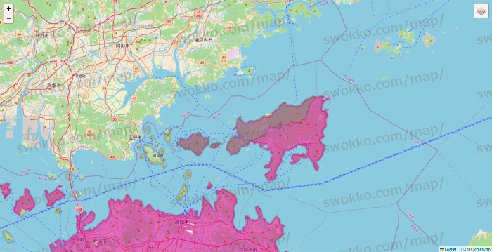 香川県のイオンネットスーパーのエリア地図
