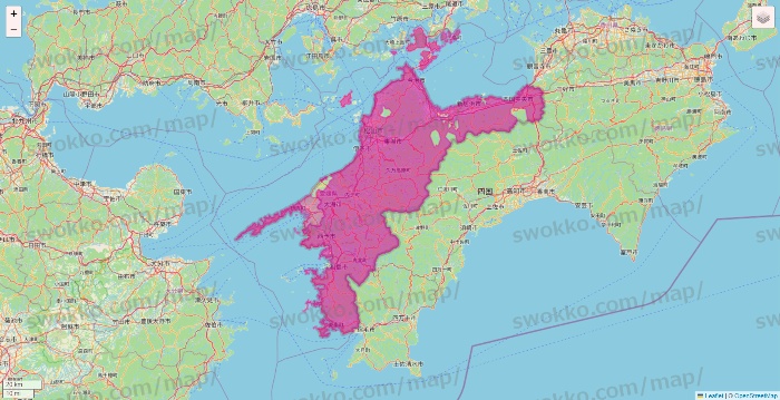 愛媛県のイオンネットスーパーのエリア地図