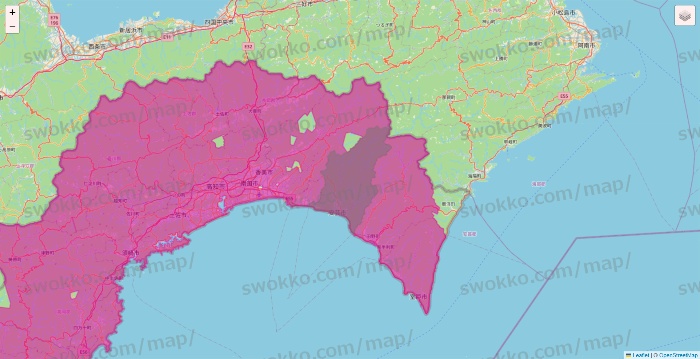 高知県のイオンネットスーパーのエリア地図
