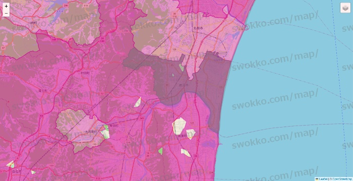 宮城県のイオンネットスーパーのエリア地図