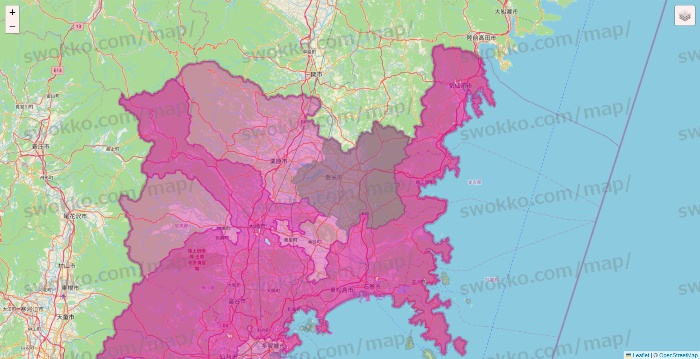 宮城県のイオンネットスーパーのエリア地図
