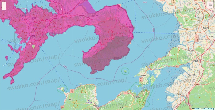 長崎県のイオンネットスーパーのエリア地図
