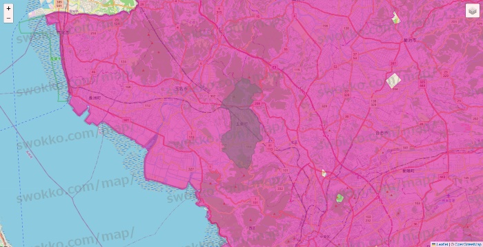 熊本県のイオンネットスーパーのエリア地図