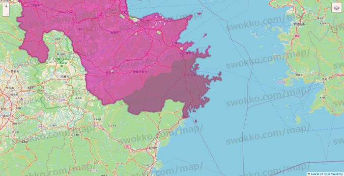 大分県のイオンネットスーパーのエリア地図