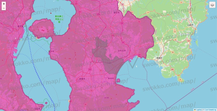鹿児島県のイオンネットスーパーのエリア地図