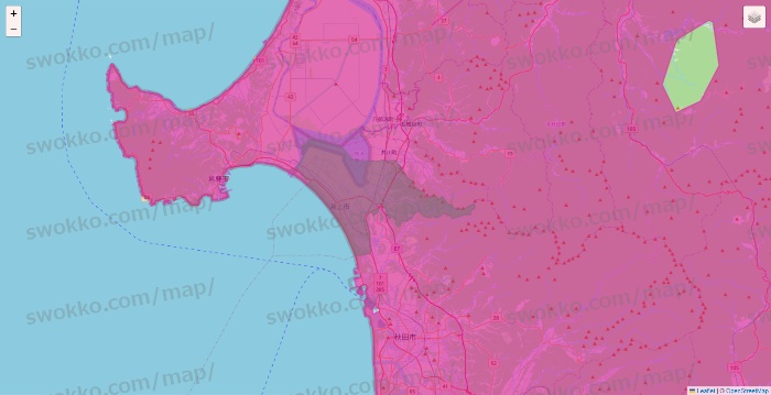 秋田県のイオンネットスーパーのエリア地図