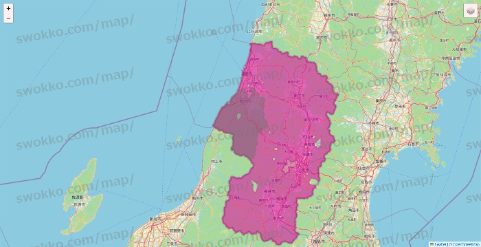 山形県のイオンネットスーパーのエリア地図