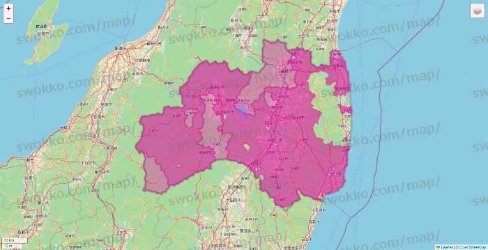 福島県のイオンネットスーパーのエリア地図