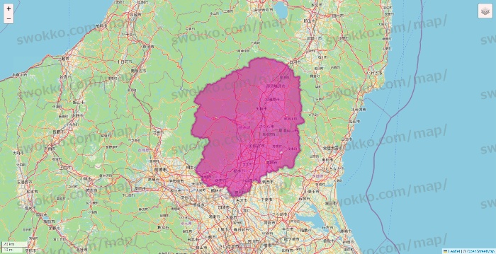 栃木県のイオンネットスーパーのエリア地図