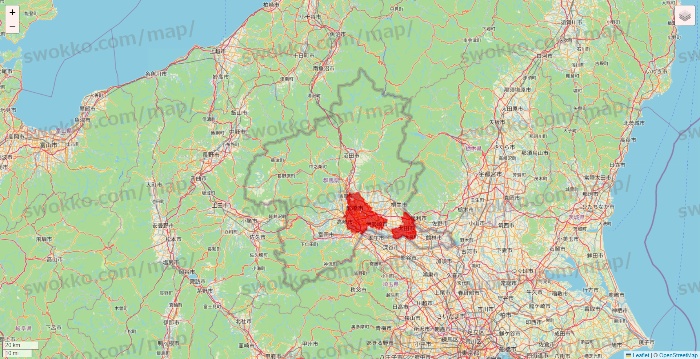 群馬県のBeisia（ベイシア）ネットスーパーのエリア地図