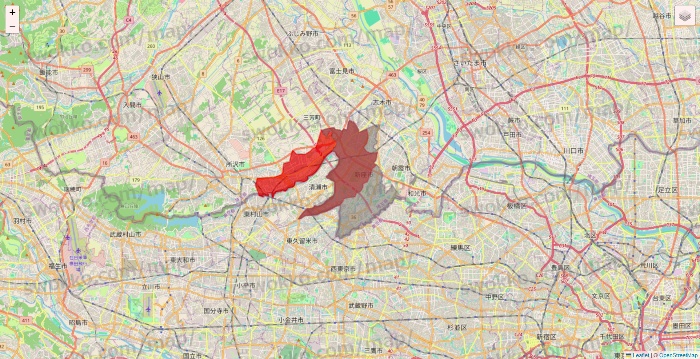 埼玉県のBeisia（ベイシア）ネットスーパーのエリア地図