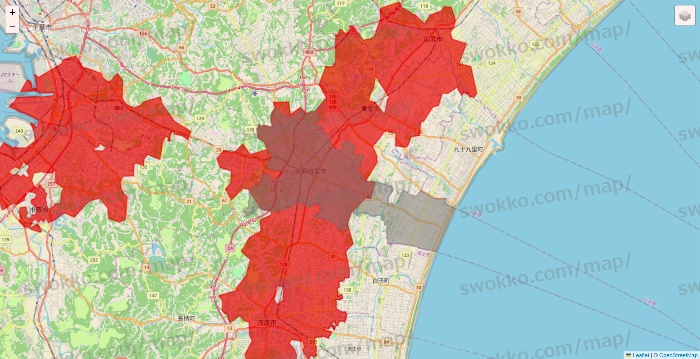 千葉県のBeisia（ベイシア）ネットスーパーのエリア地図