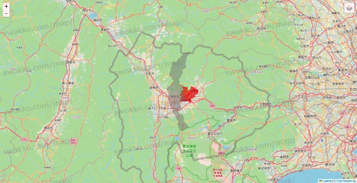 山梨県のBeisia（ベイシア）ネットスーパーのエリア地図