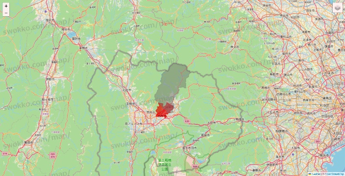 山梨県のBeisia（ベイシア）ネットスーパーのエリア地図
