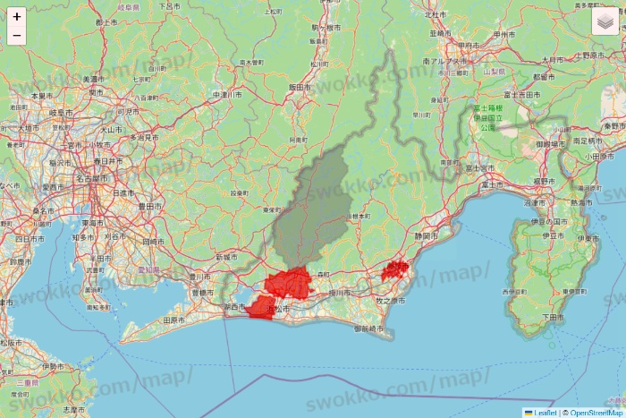 静岡県のBeisia（ベイシア）ネットスーパーのエリア地図