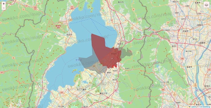 滋賀県のBeisia（ベイシア）ネットスーパーのエリア地図