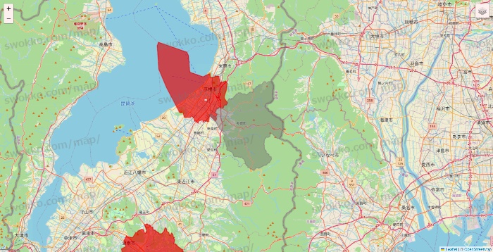 滋賀県のBeisia（ベイシア）ネットスーパーのエリア地図