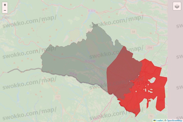 福島県のBeisia（ベイシア）ネットスーパーのエリア地図