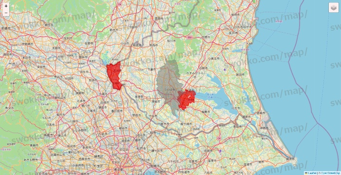 茨城県のBeisia（ベイシア）ネットスーパーのエリア地図