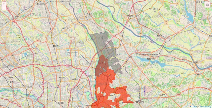 千葉県のコモディイイダネットスーパーのエリア地図