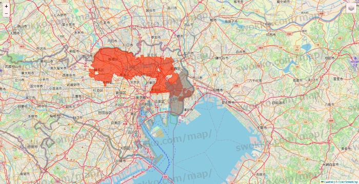 東京都のコモディイイダネットスーパーのエリア地図