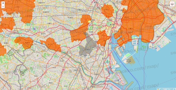 東京都のダイエーネットスーパーのエリア地図