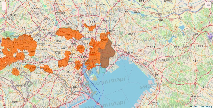 東京都のダイエーネットスーパーのエリア地図