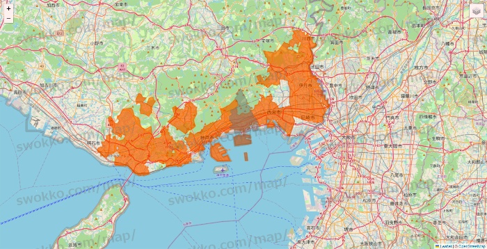 兵庫県のダイエーネットスーパーのエリア地図