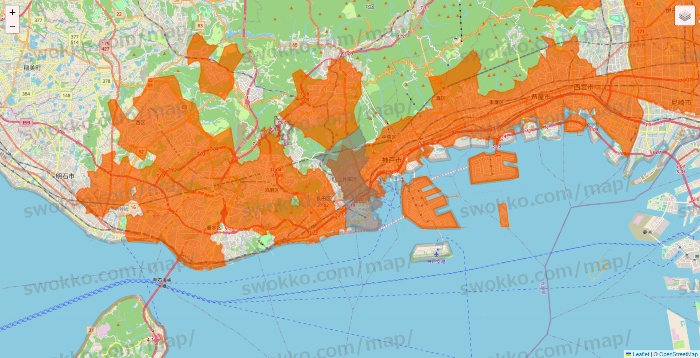 兵庫県のダイエーネットスーパーのエリア地図