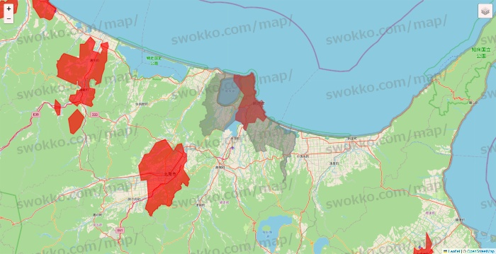 北海道の出前館のエリア地図