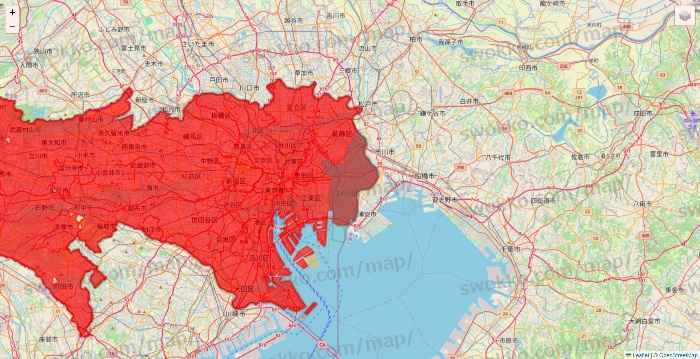 東京都の出前館のエリア地図